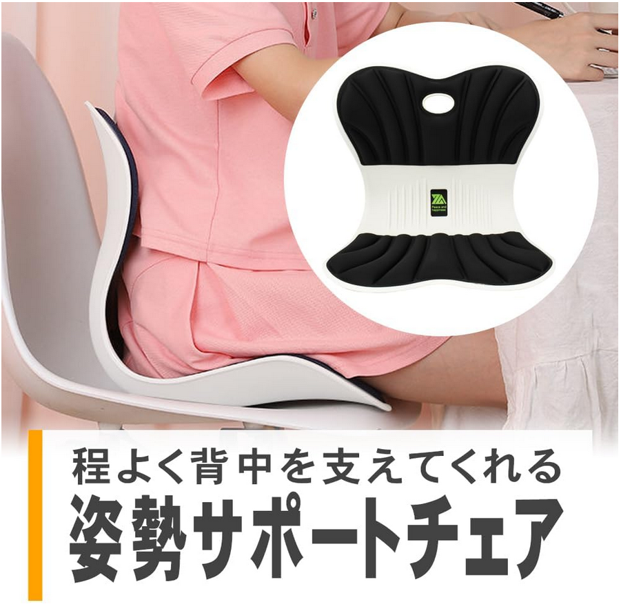 姿勢サポートチェア 姿勢調整 骨盤サポート 猫背防止 椅子 高反発メモリー綿 クッション 椅子または床に置いて座るだけ (ブラック)